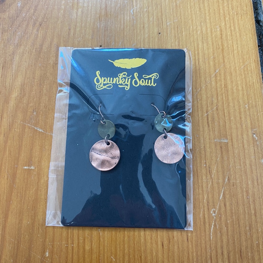 Spunky Soul Two Tone Metal Drop Earrings- NEW